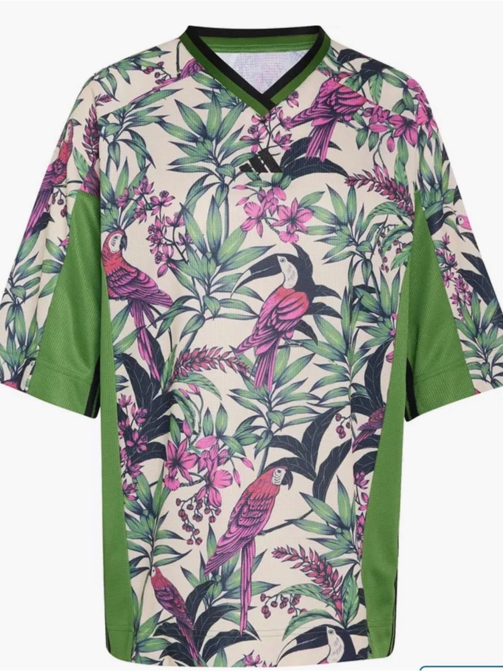 NWT Adidas x Farm Rio‎ Collab Tropical Floral Bird Print Jersey - Green & Pink - Picture 3 of 11
